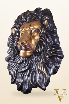 Brass Large Lion Face Wall Hanging Sculpture 40"
