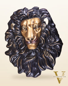 Brass Large Lion Face Wall Hanging Sculpture 40"