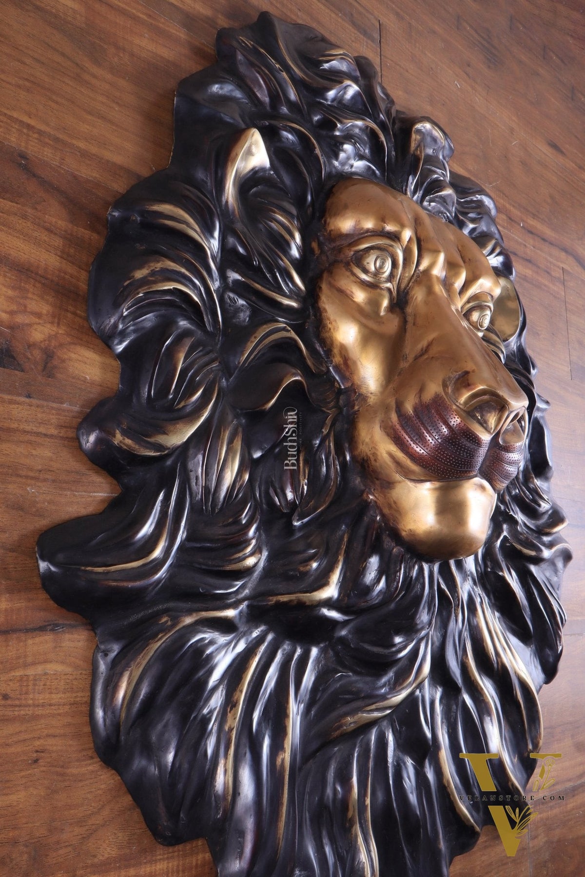 Brass Large Lion Face Wall Hanging Sculpture 40"