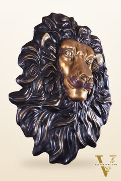 Brass Large Lion Face Wall Hanging Sculpture 40"