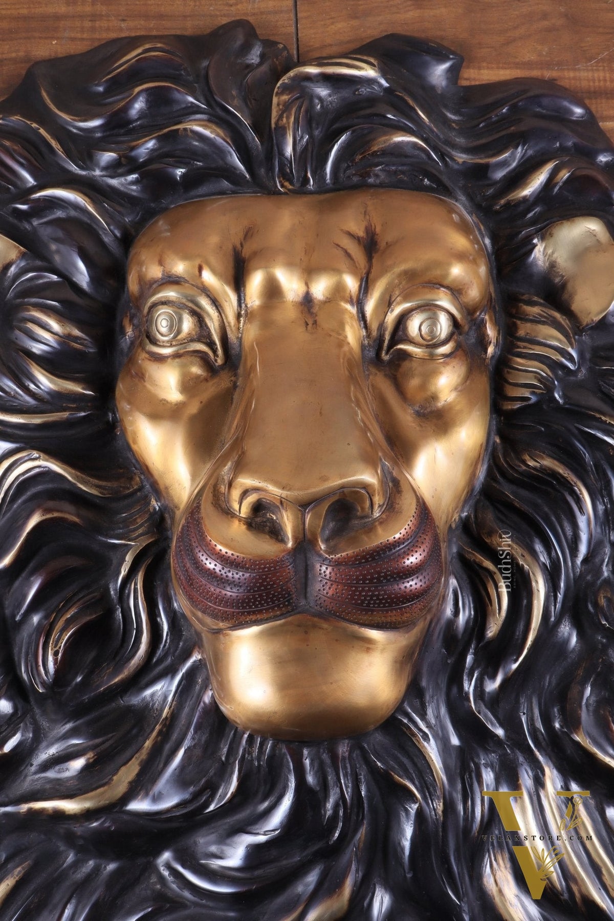 Brass Large Lion Face Wall Hanging Sculpture 40"