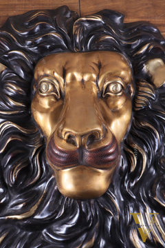 Brass Large Lion Face Wall Hanging Sculpture 40"