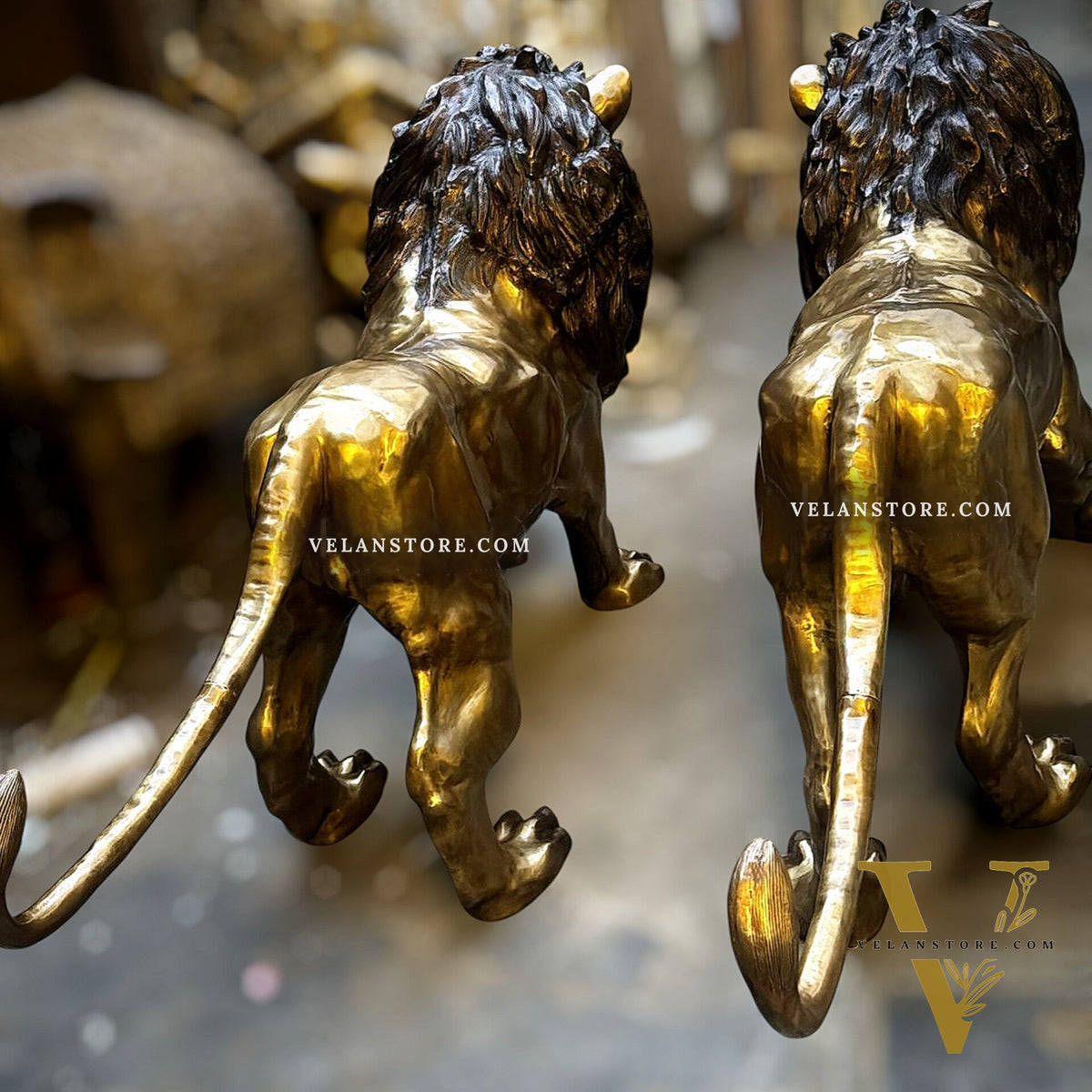 Brass Large Lion Sculpture - 48 Inch, Pair, 400 kg