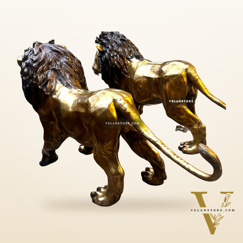 Brass Large Lion Sculpture - 48 Inch, Pair, 400 kg