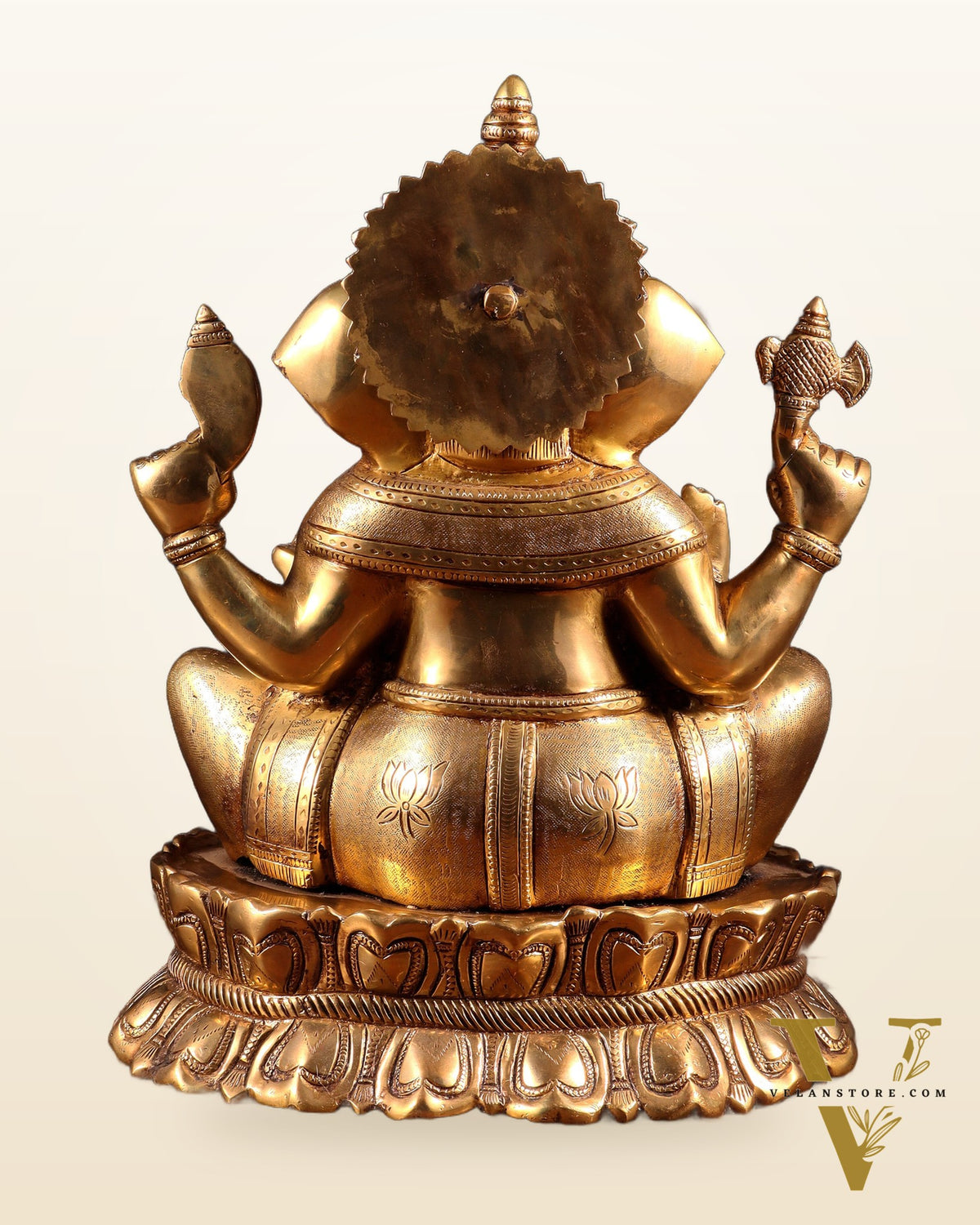 Brass Large Lord Ganesha Statue on Lotus Base 14"