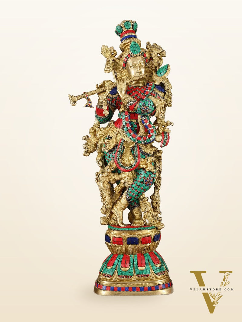 Brass large Lord Krishna statue | 30 Inch