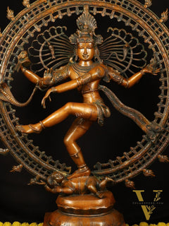 Brass Large Lord Shiva as Nataraja - 47 Inch, Antique Bronze Finish