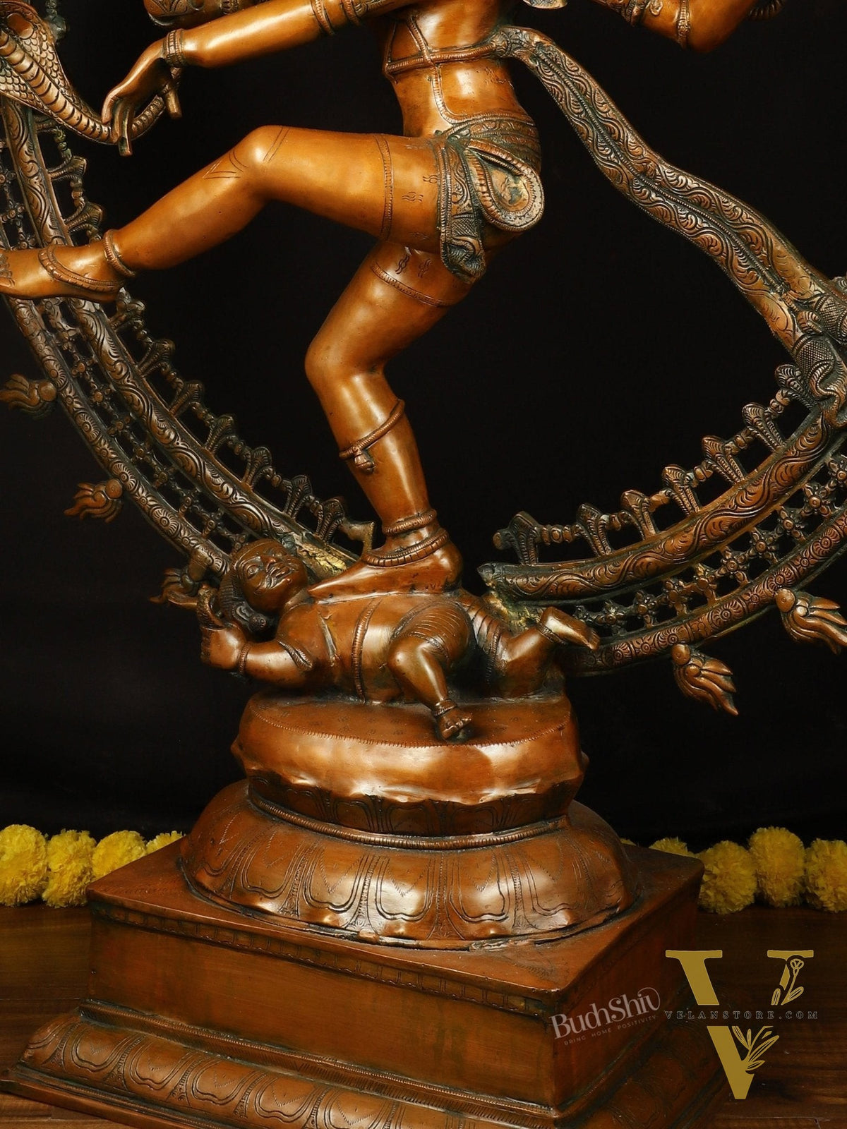 Brass Large Lord Shiva as Nataraja - 47 Inch, Antique Bronze Finish