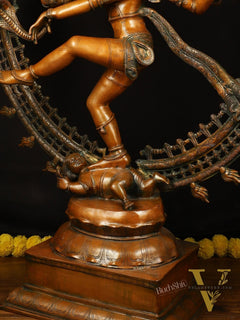 Brass Large Lord Shiva as Nataraja - 47 Inch, Antique Bronze Finish