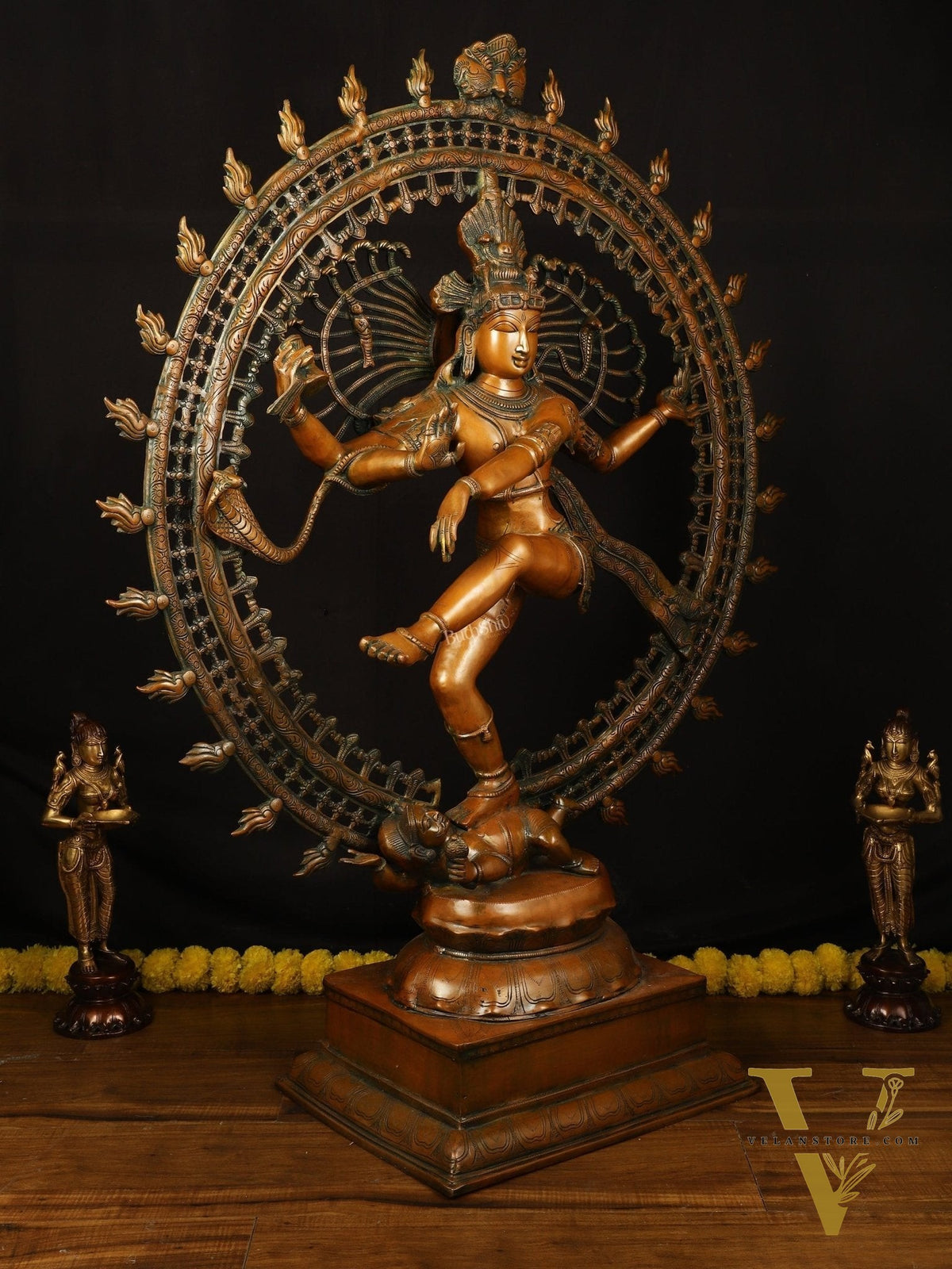Brass Large Lord Shiva as Nataraja - 47 Inch, Antique Bronze Finish