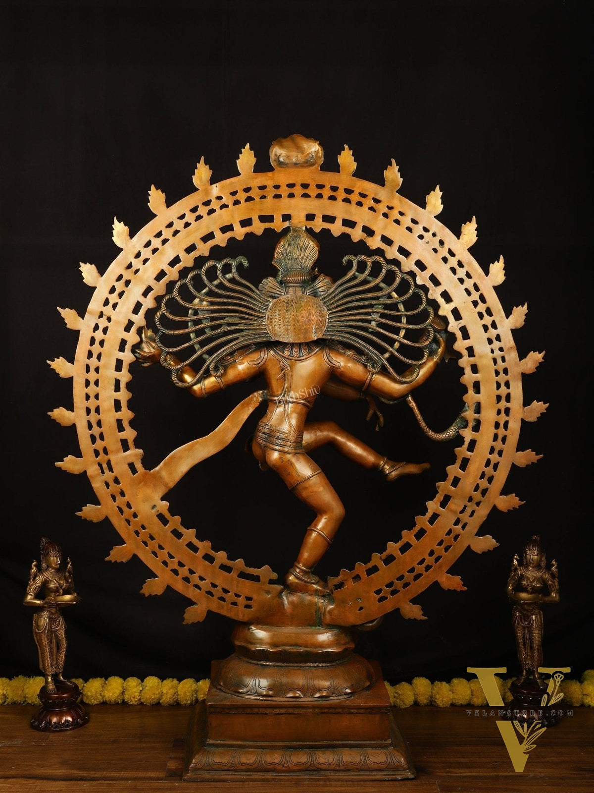 Brass Large Lord Shiva as Nataraja - 47 Inch, Antique Bronze Finish