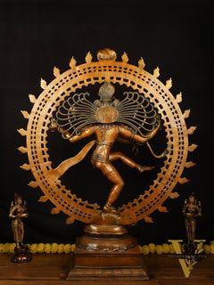 Brass Large Lord Shiva as Nataraja - 47 Inch, Antique Bronze Finish