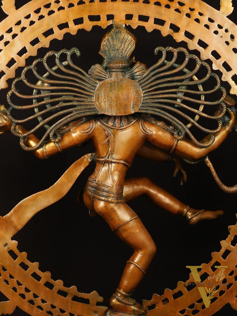Brass Large Lord Shiva as Nataraja - 47 Inch, Antique Bronze Finish