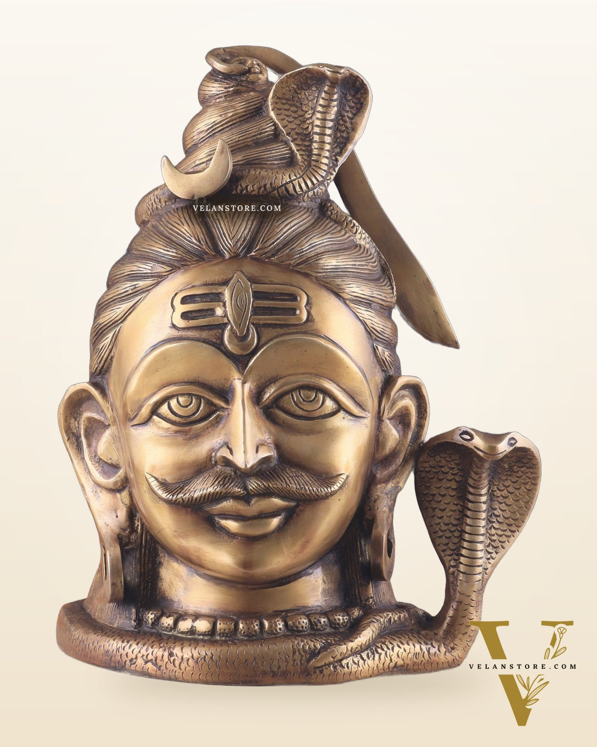 Brass Large Lord Shiva Face Mahakaal Mukhalingam Statue 12"