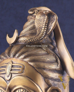 Brass Large Lord Shiva Face Mahakaal Mukhalingam Statue 12"