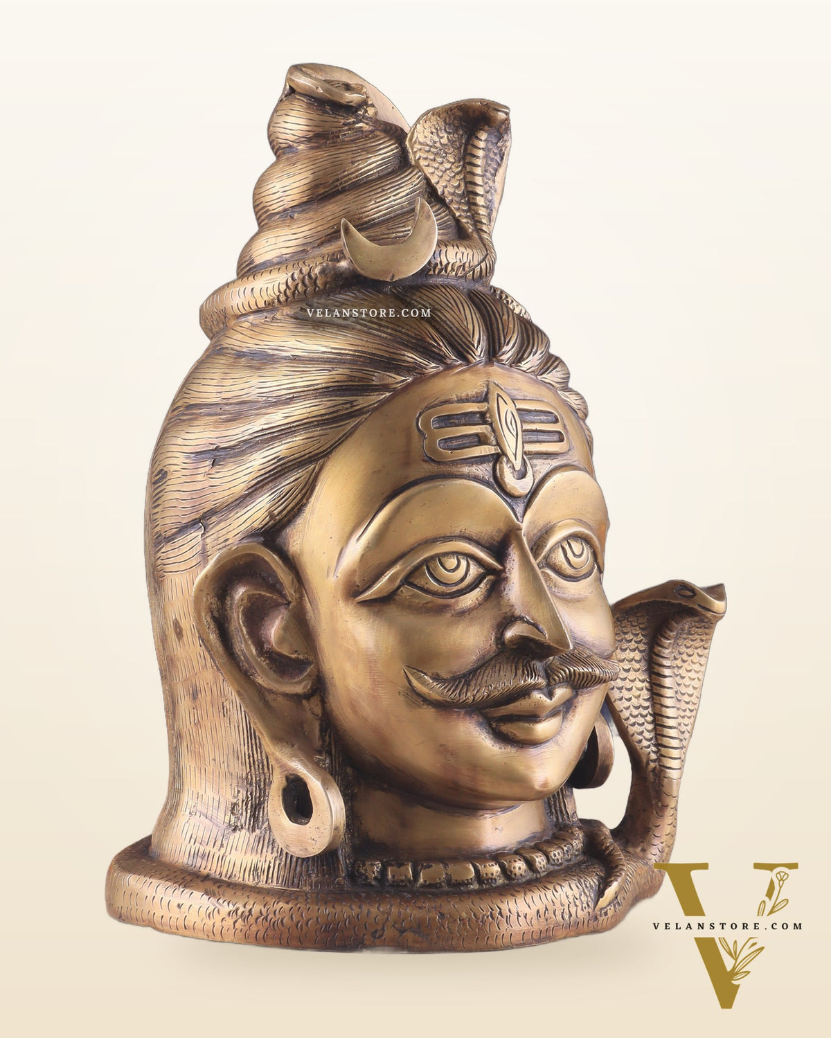 Brass Large Lord Shiva Face Mahakaal Mukhalingam Statue 12"