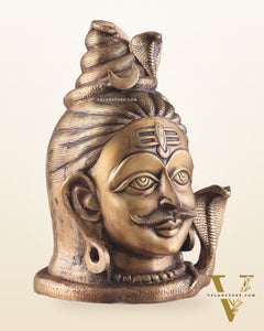 Brass Large Lord Shiva Face Mahakaal Mukhalingam Statue 12"