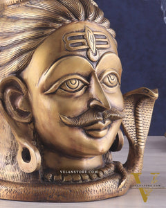 Brass Large Lord Shiva Face Mahakaal Mukhalingam Statue 12"