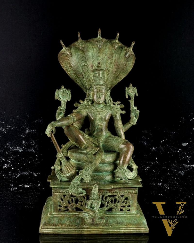 Brass large Lord Vishnu sitting Statue 30"