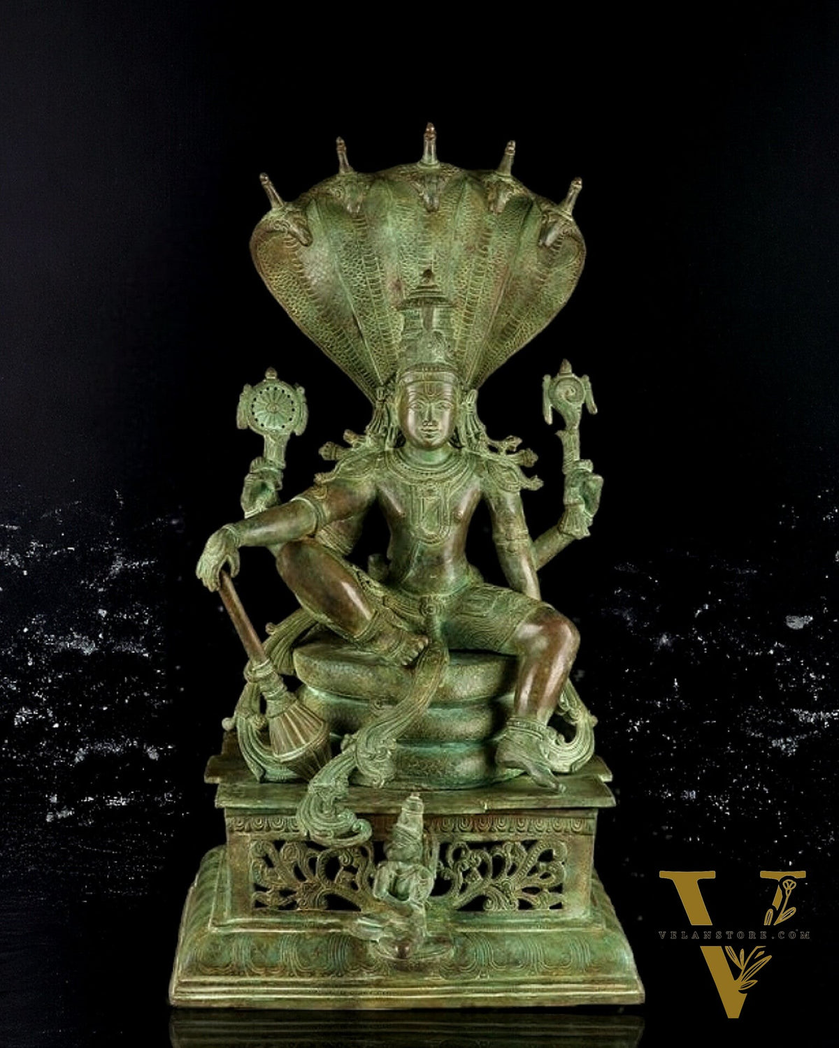 Brass large Lord Vishnu sitting Statue 30"