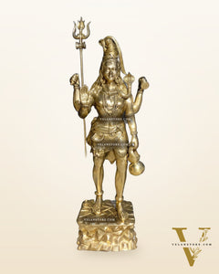 Brass Large Majestic Standing Lord Shiva Statue 90 inch