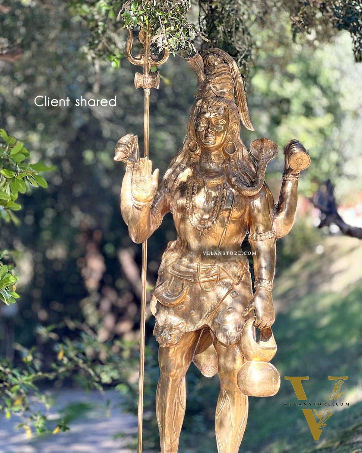 Brass Large Majestic Standing Lord Shiva Statue 90 inch