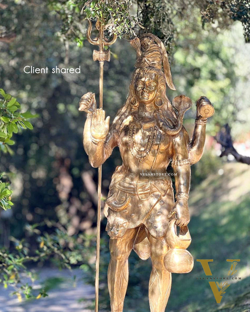 Brass Large Majestic Standing Lord Shiva Statue 90 inch