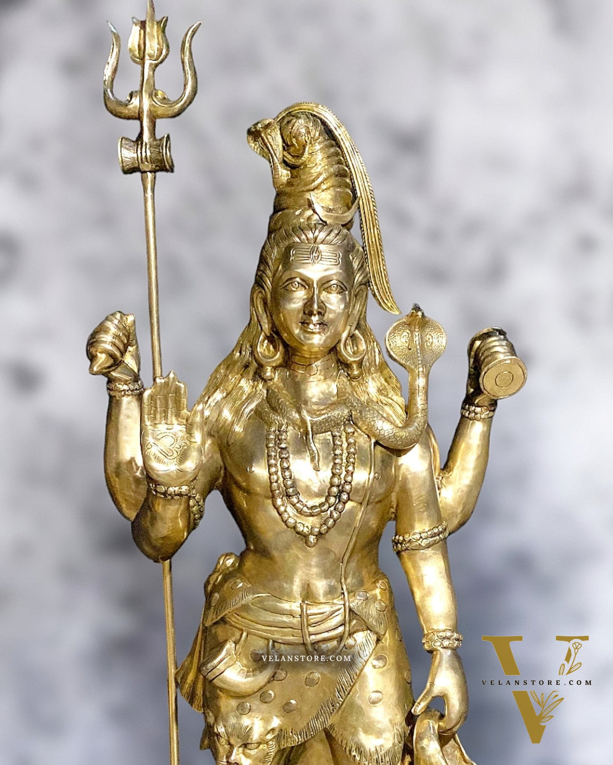 Brass Large Majestic Standing Lord Shiva Statue 90 inch