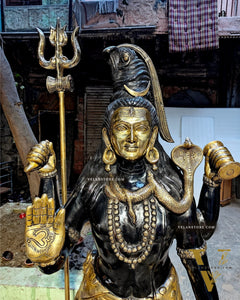 Brass Large Majestic Standing Lord Shiva Statue 90 inch