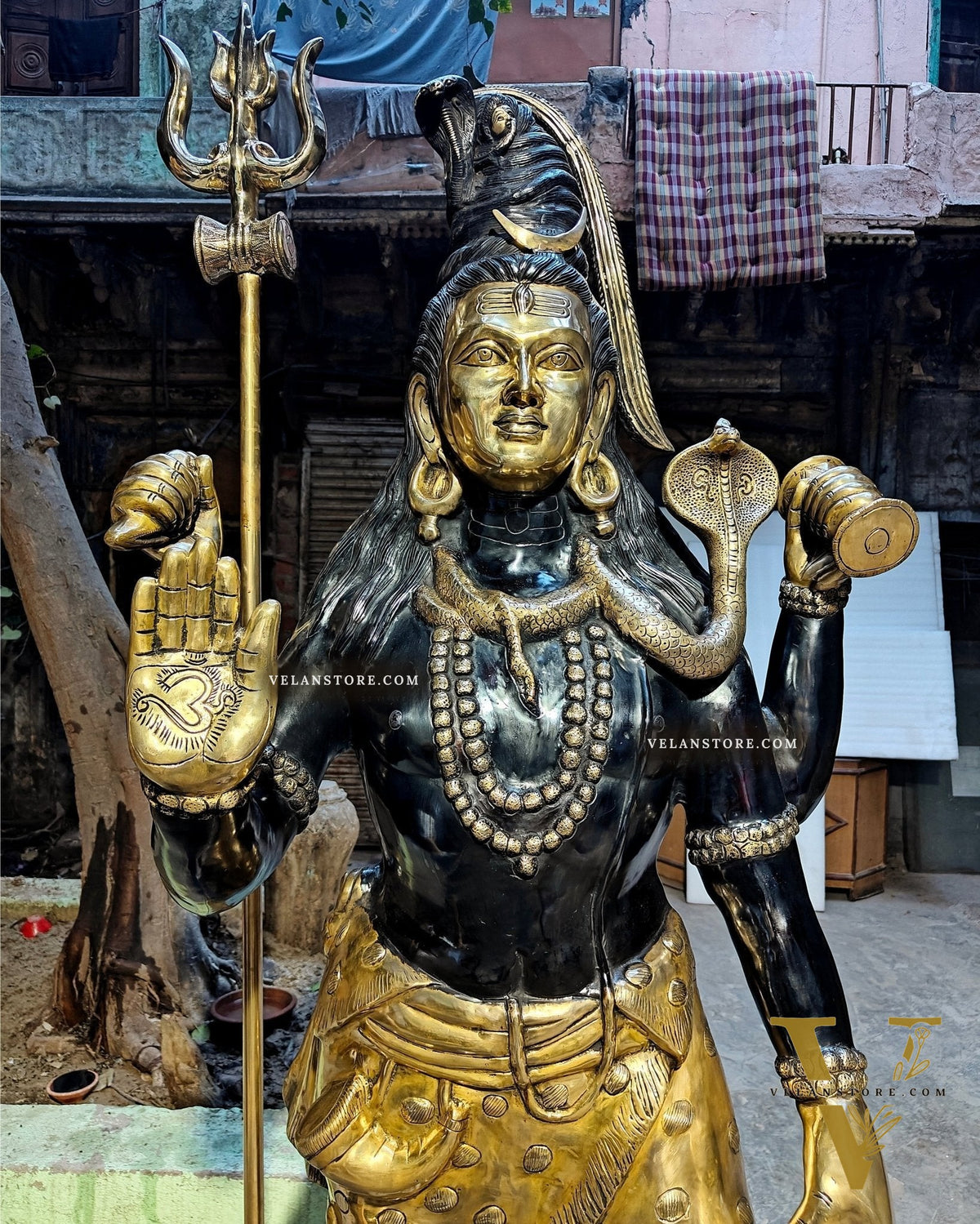 Brass Large Majestic Standing Lord Shiva Statue 90 inch