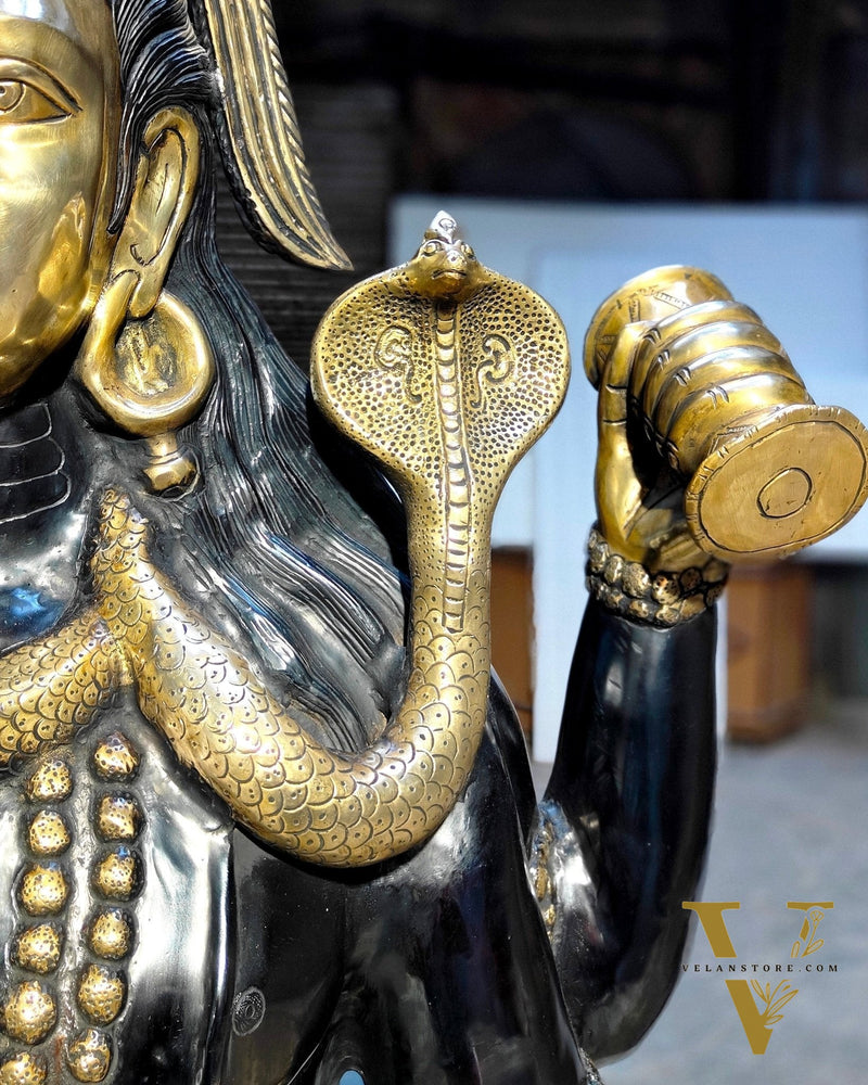 Brass Large Majestic Standing Lord Shiva Statue 90 inch
