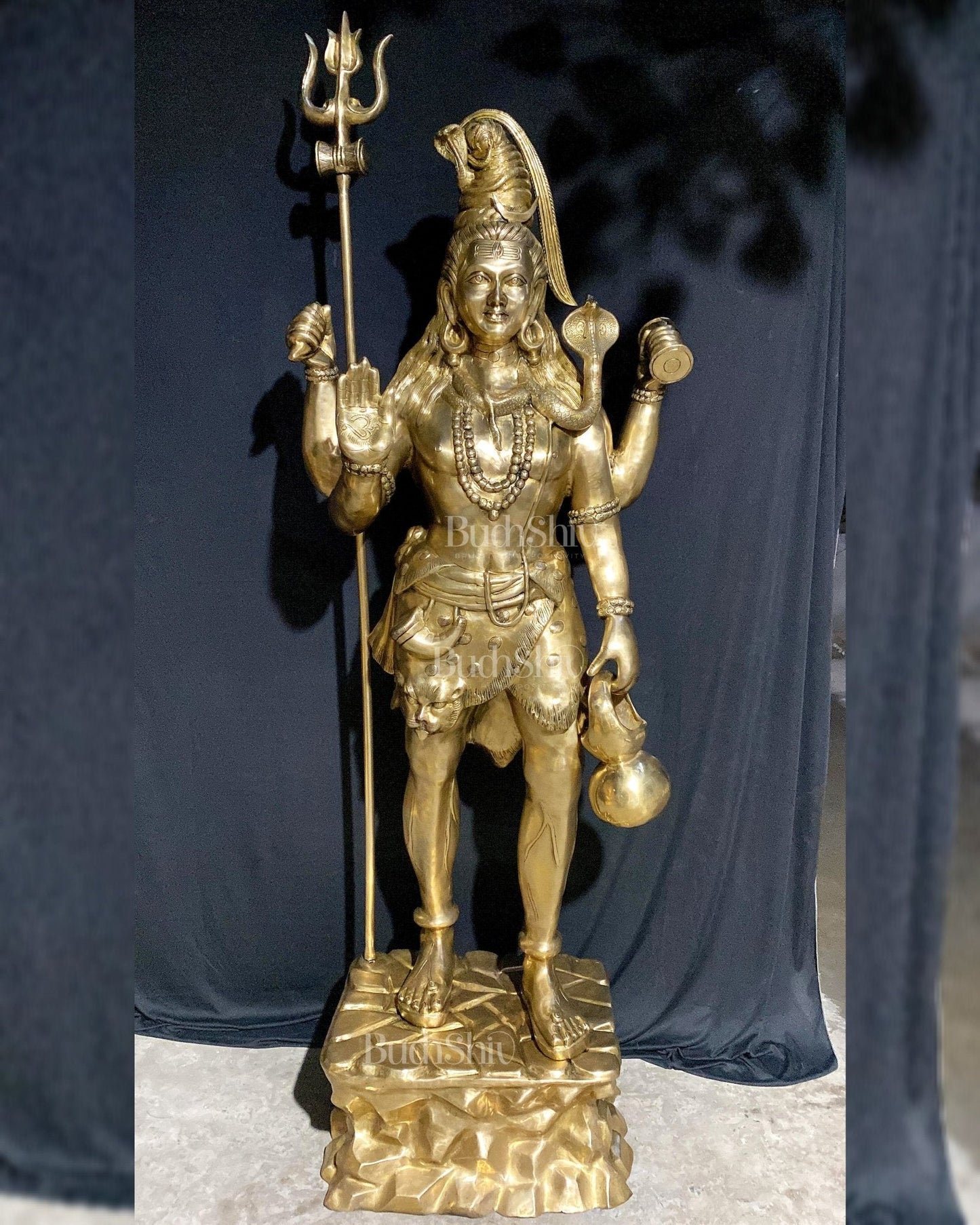 Brass Large Majestic Standing Lord Shiva Statue 90 inch