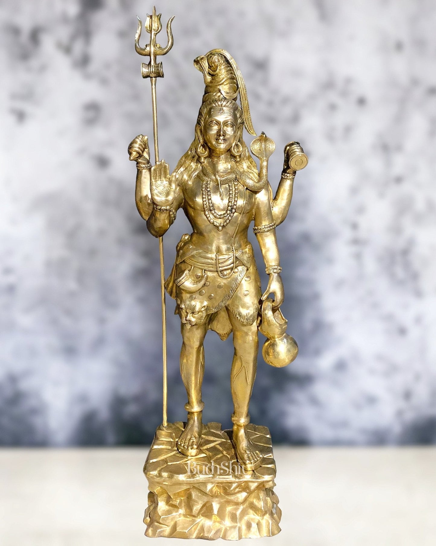 Brass Large Majestic Standing Lord Shiva Statue 90 inch
