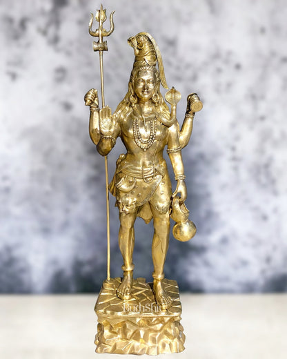 Brass Large Majestic Standing Lord Shiva Statue 90 inch