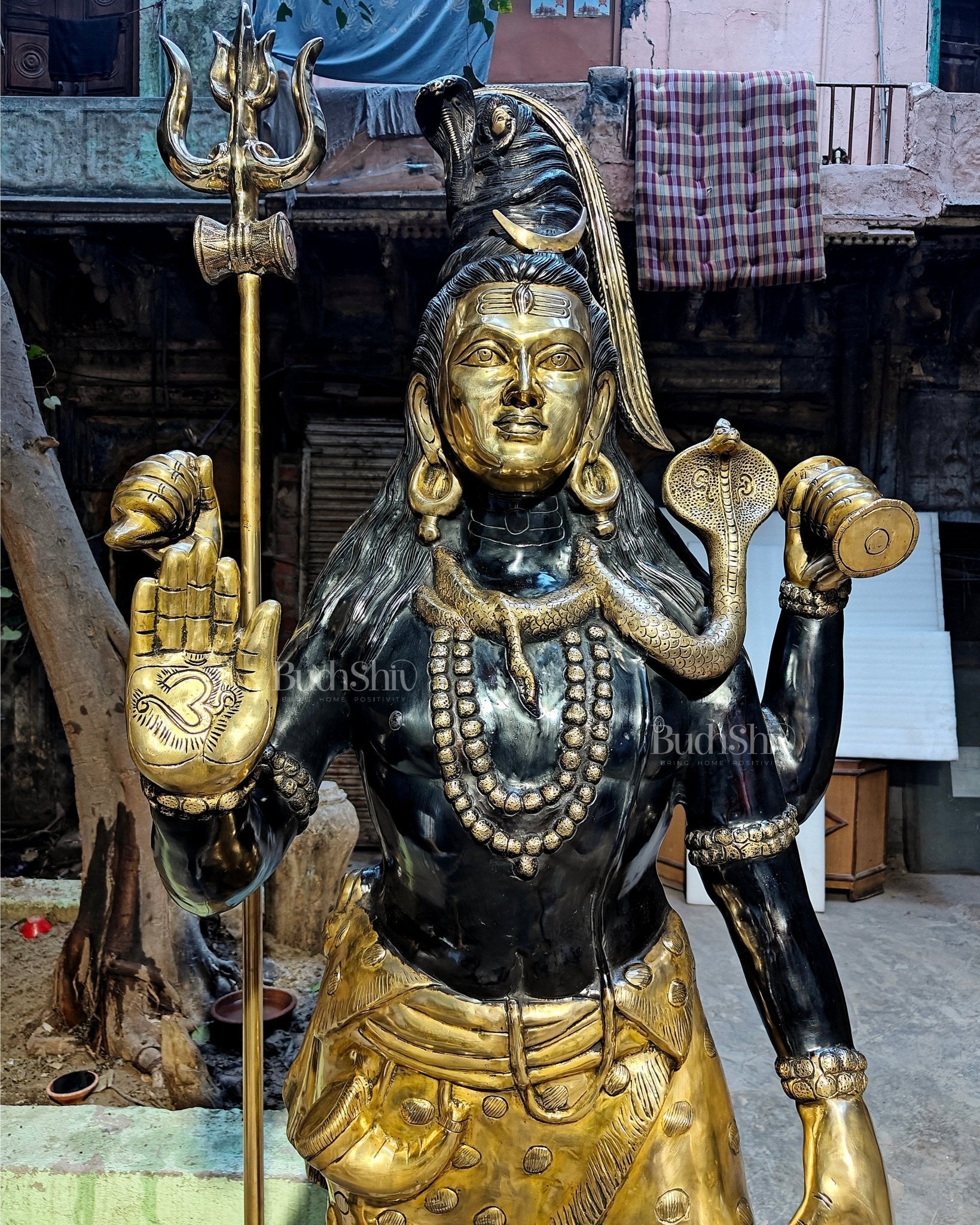 Brass Large Majestic Standing Lord Shiva Statue 90 inch