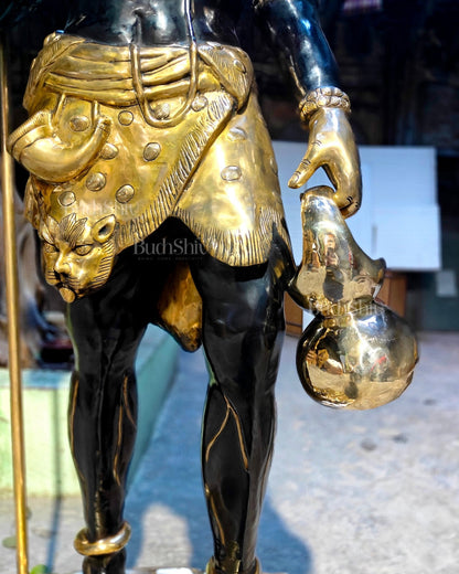Brass Large Majestic Standing Lord Shiva Statue 90 inch