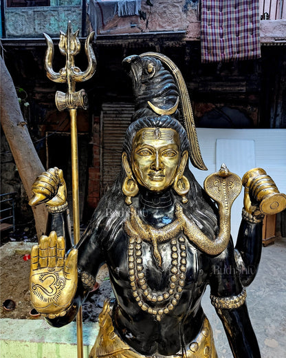 Brass Large Majestic Standing Lord Shiva Statue 90 inch
