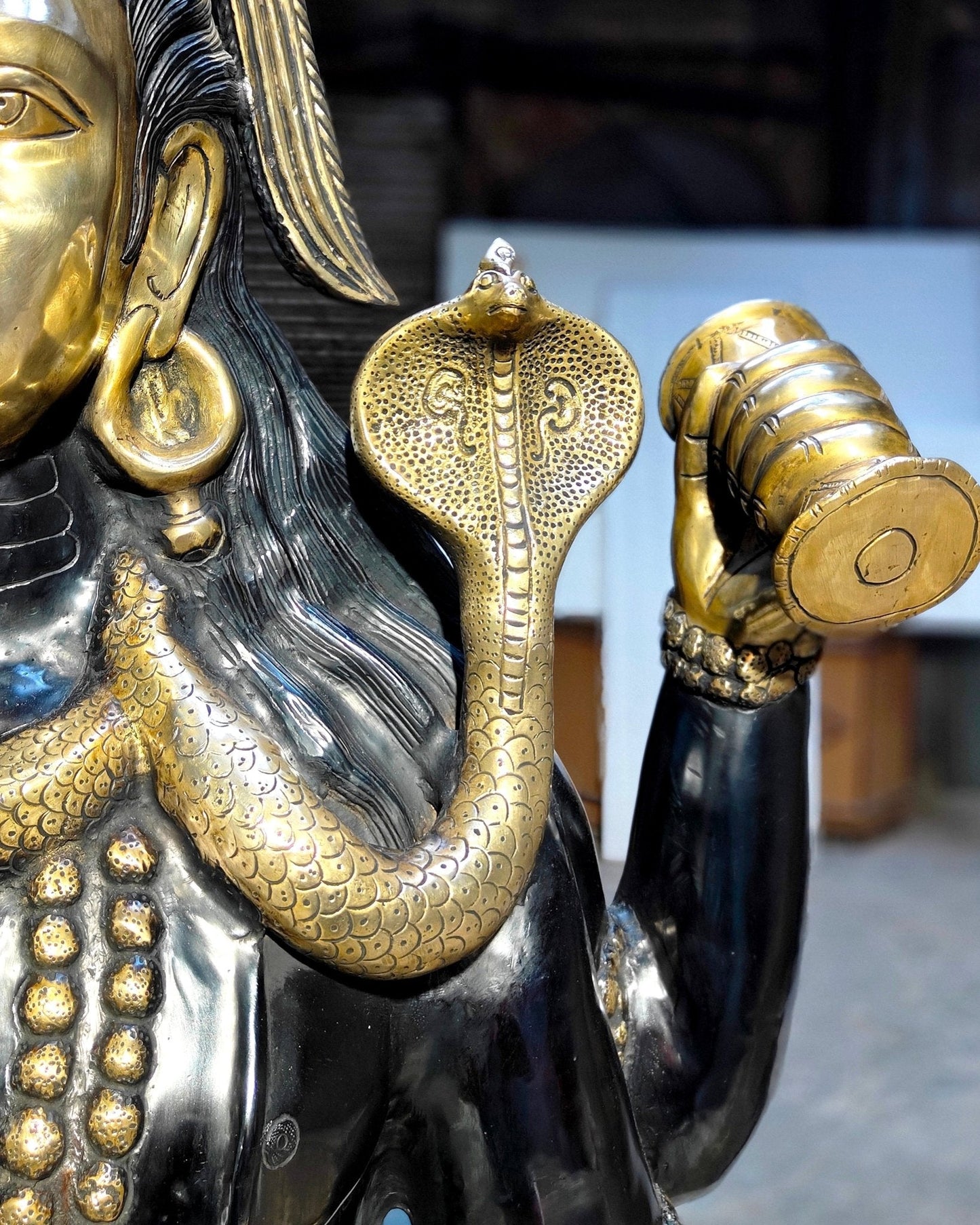 Brass Large Majestic Standing Lord Shiva Statue 90 inch