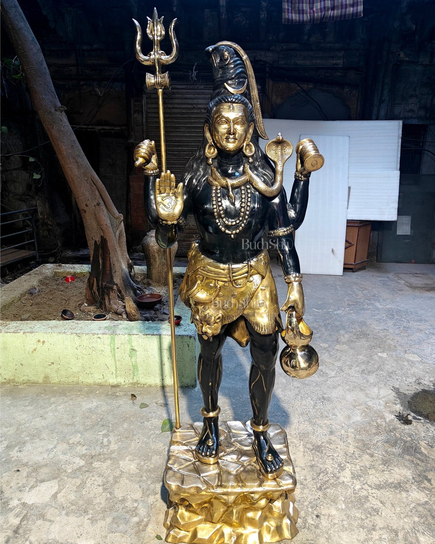 Brass Large Majestic Standing Lord Shiva Statue 90 inch