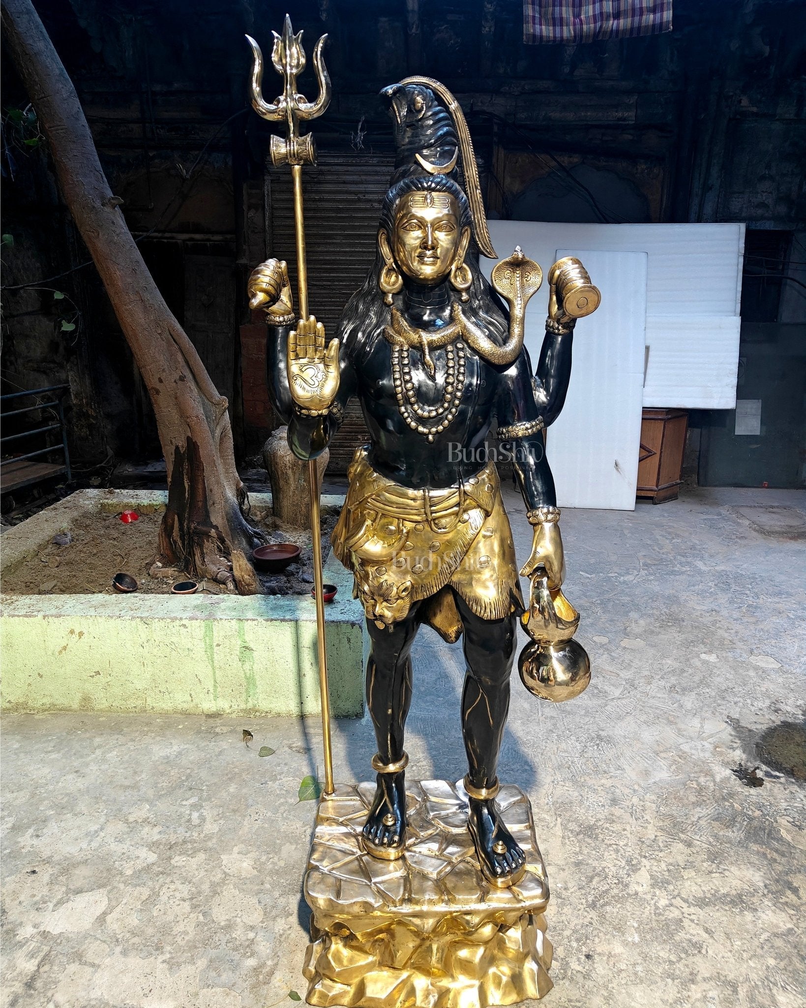 Brass Large Majestic Standing Lord Shiva Statue 90 inch