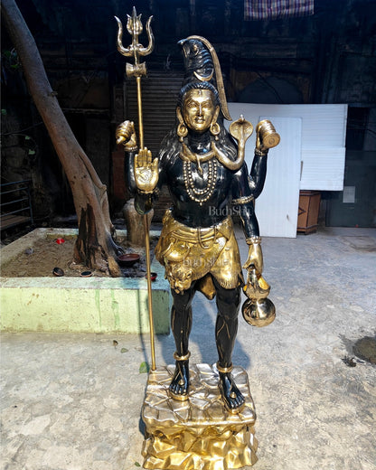 Brass Large Majestic Standing Lord Shiva Statue 90 inch