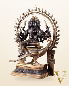 Brass Large Murugan with six faces statue 17"