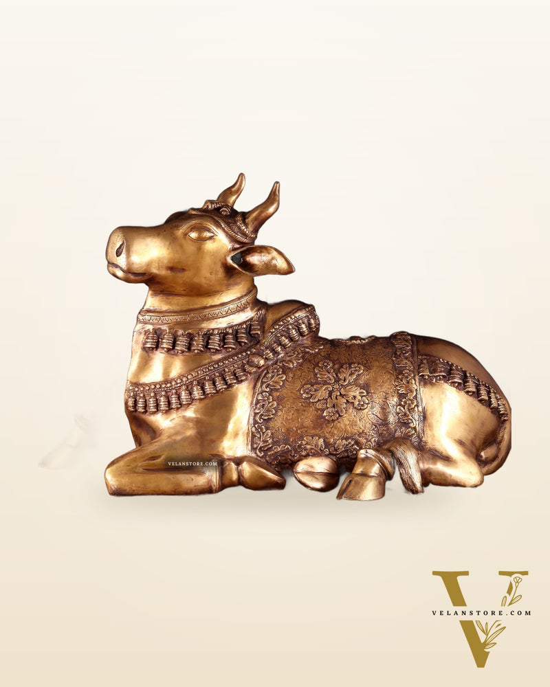 Brass Large Nandi Sculpture 34 inch Antique tone