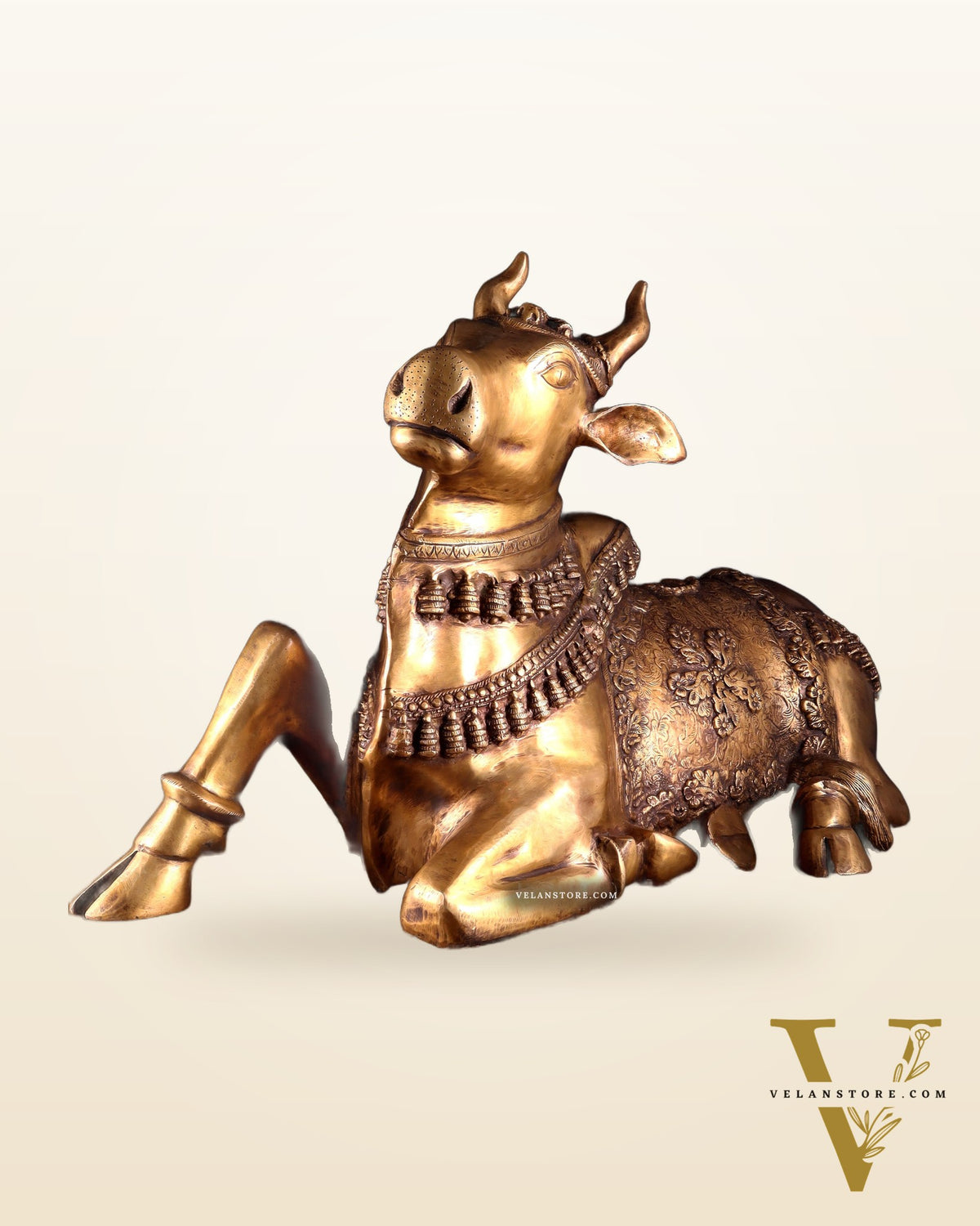 Brass Large Nandi Sculpture 34 inch Antique tone