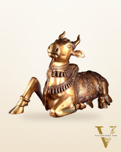 Brass Large Nandi Sculpture 34 inch Antique tone