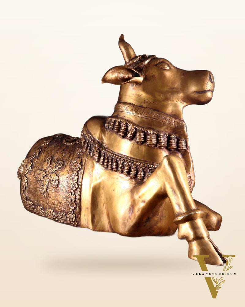 Brass Large Nandi Sculpture 34 inch Antique tone