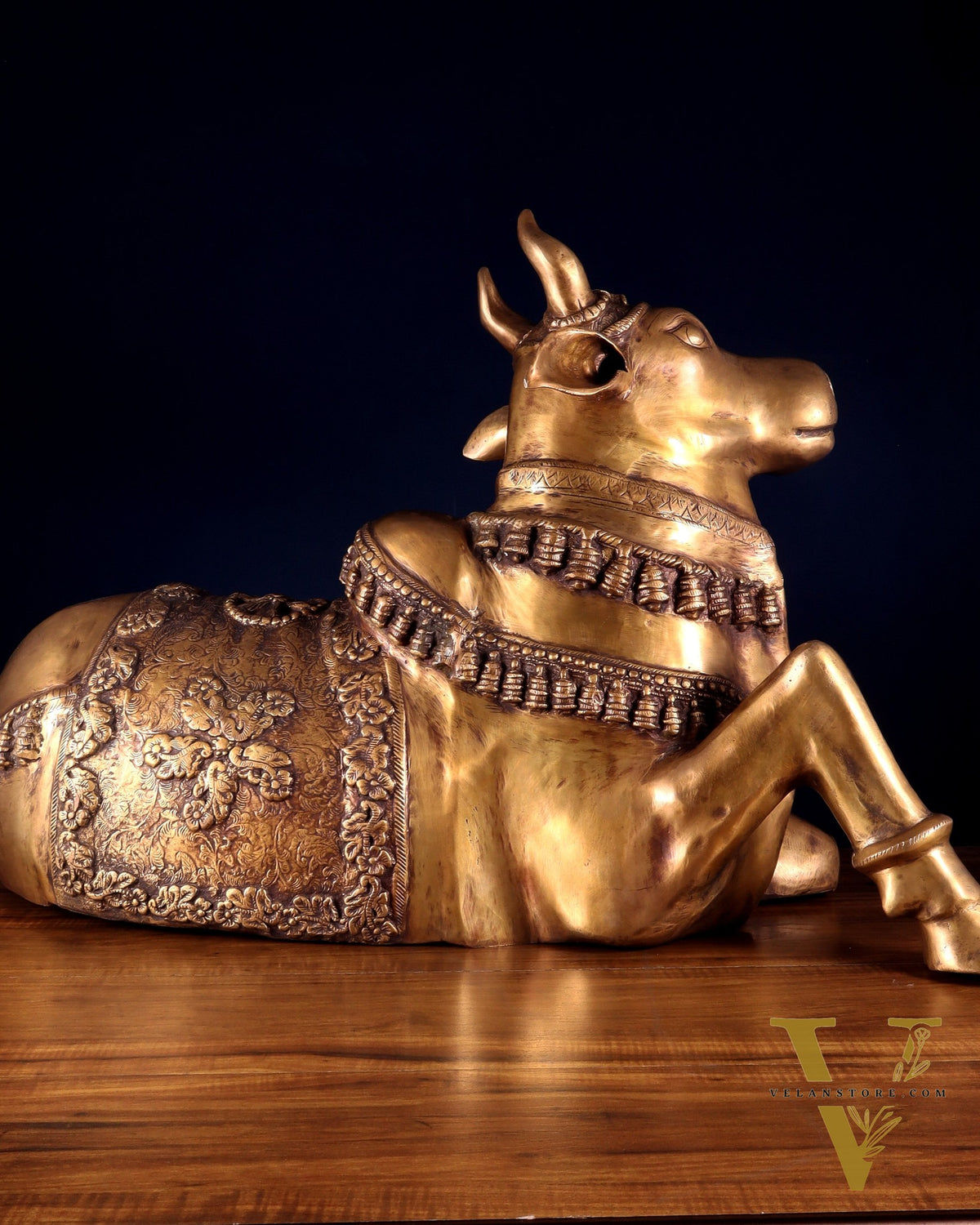 Brass Large Nandi Sculpture 34 inch Antique tone