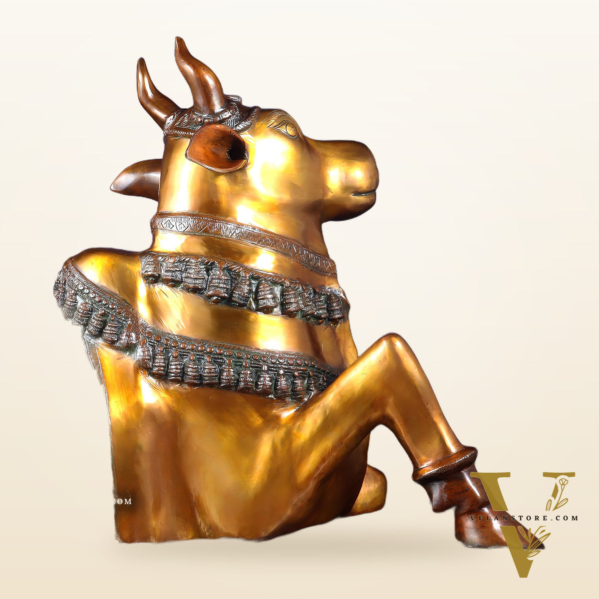Brass Large Nandi Sculpture | BudhShiv 33" radiant gold