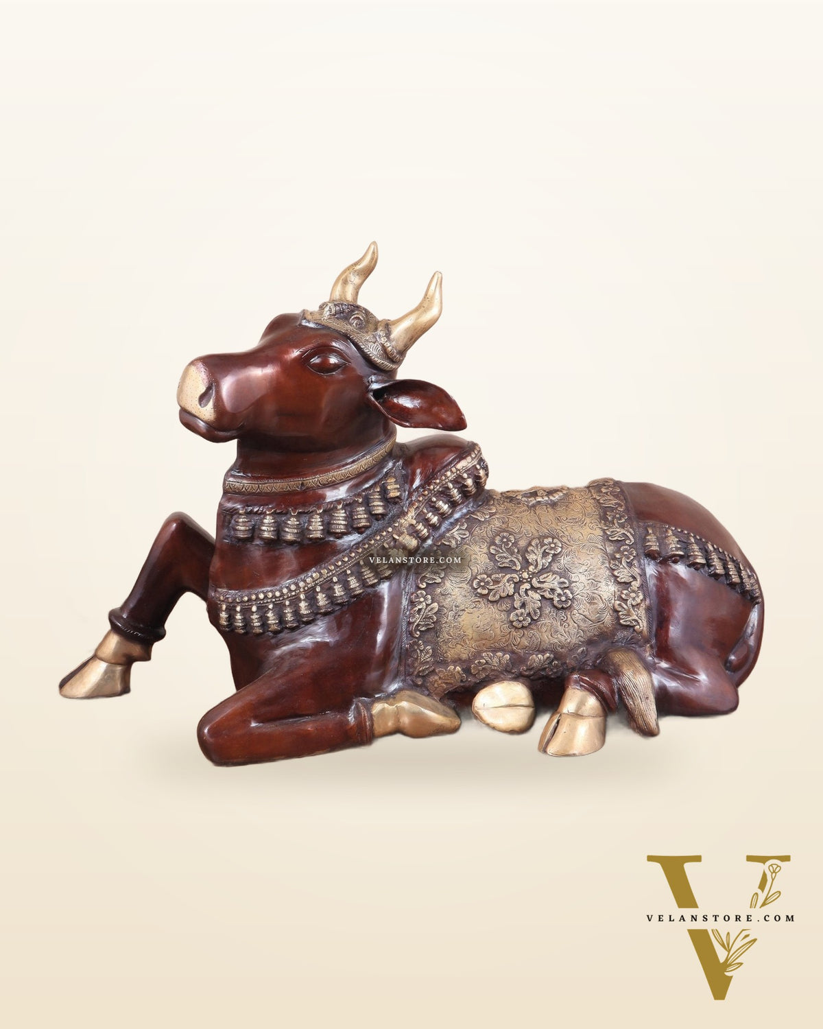 Brass Large Nandi statue 33" glossy brown