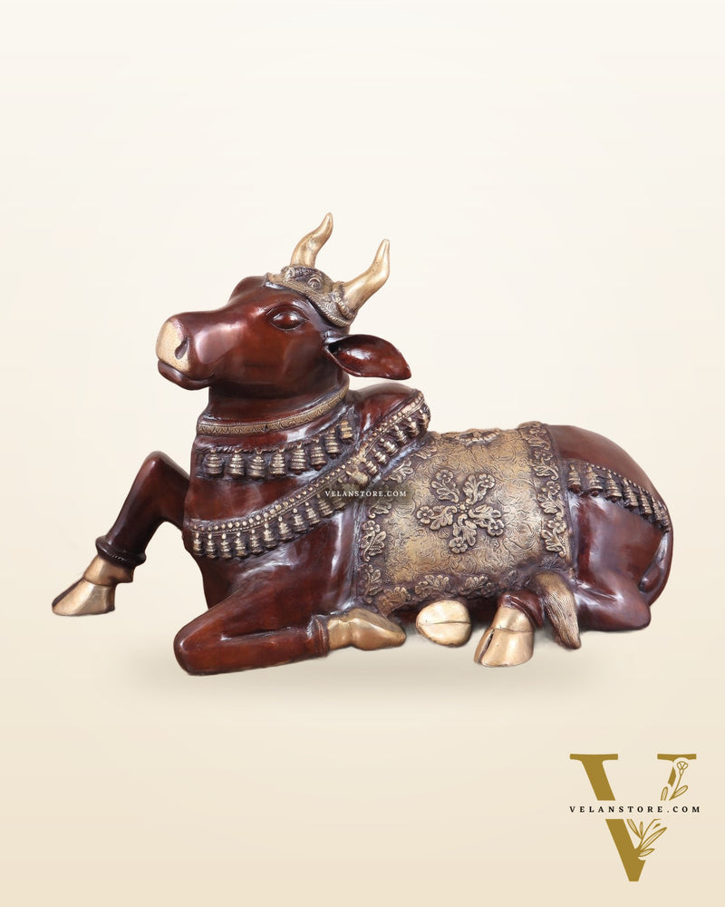 Brass Large Nandi statue 33" glossy brown